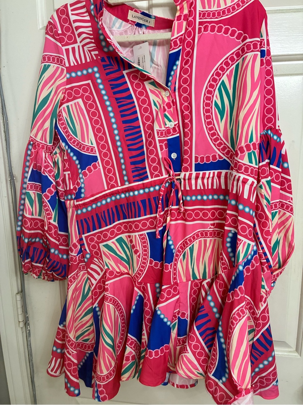 Lavender Pink Multicolor Asymmetrical Women's Dress